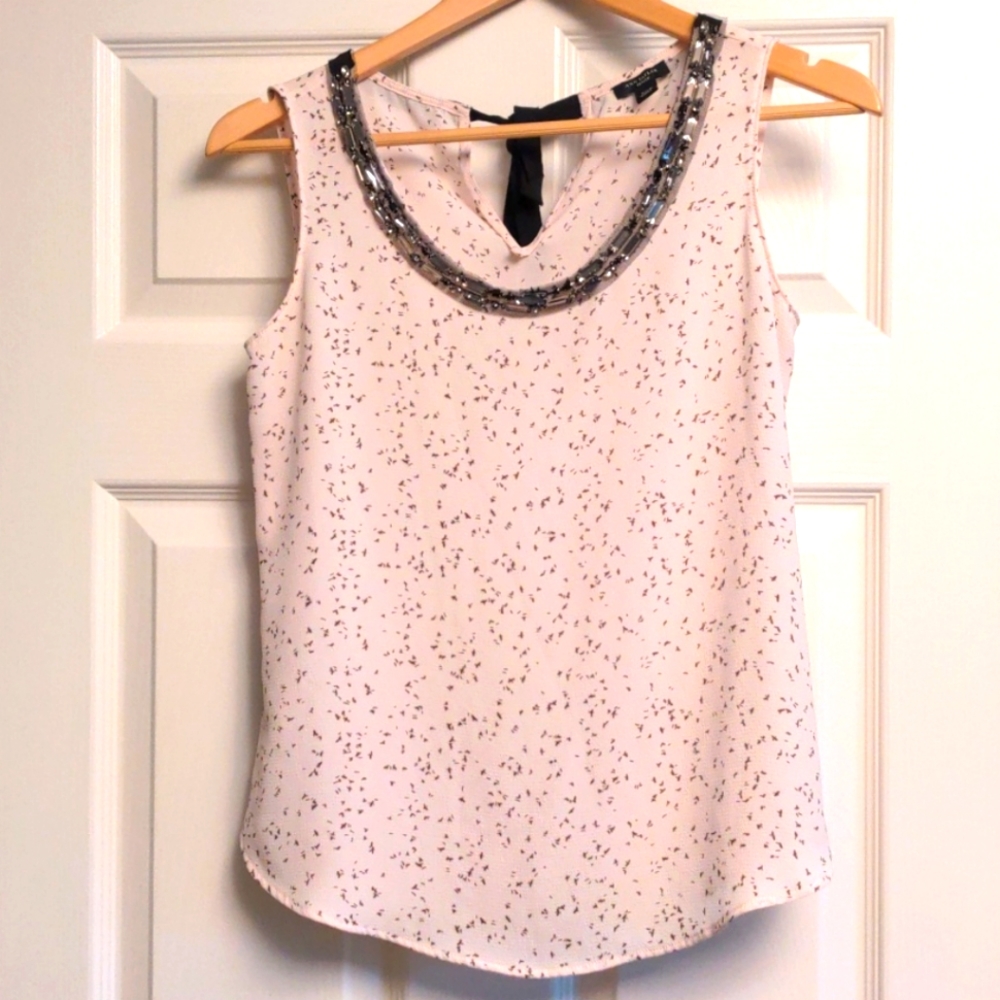 Ann Taylor Blouse Tank Ribbon Neck XSP